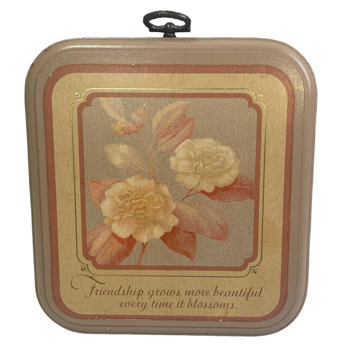 Vintage Hallmark Friendship Grows More Beautiful Painted Wood Flower Plaque