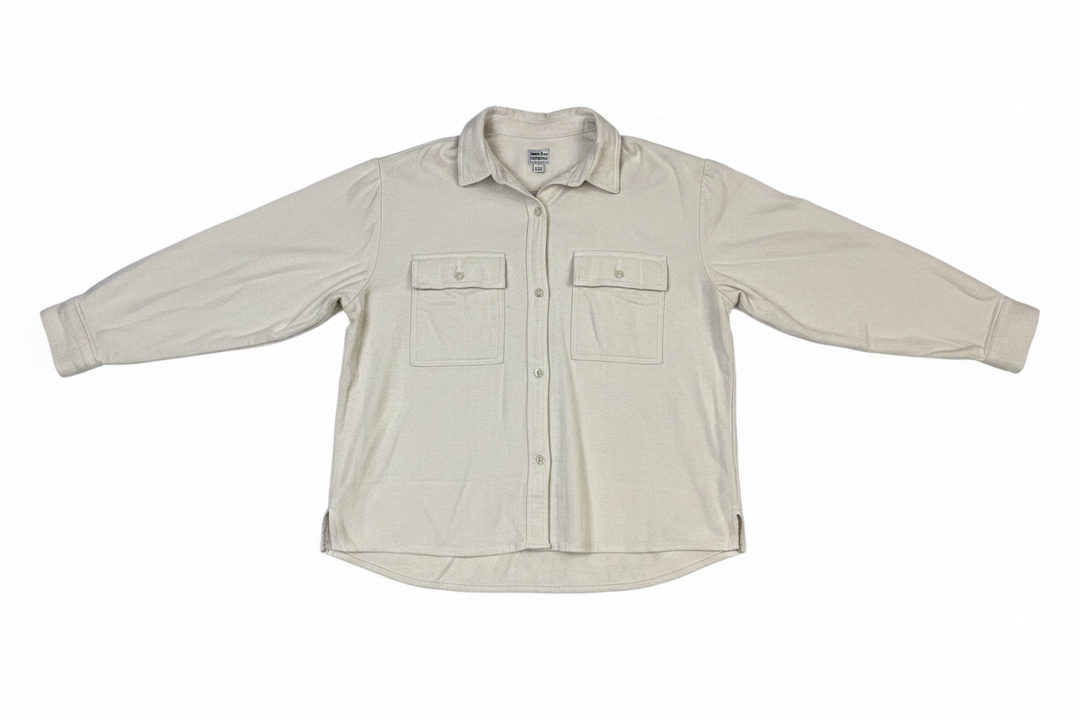 Ivory Flannel Shirt - Flat Lay Sleeves Folded