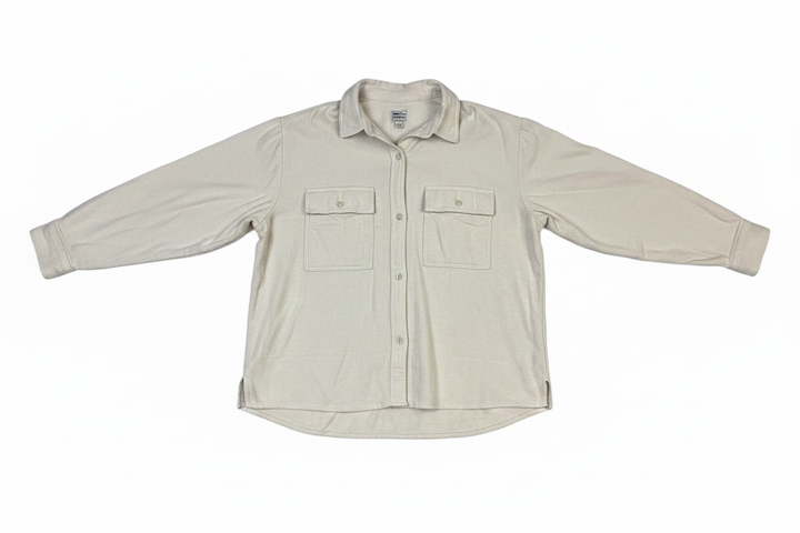 Ivory Flannel Shirt - Flat Lay Sleeves Folded