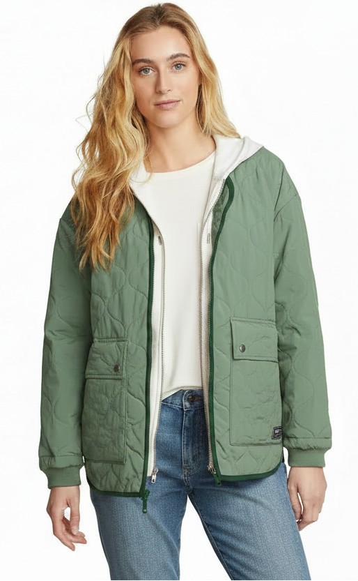 Jacket with Dark Green Zipper Trim