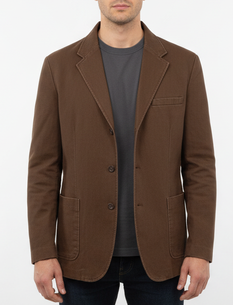 Man wearing the actual St. Johns Bay jacket on a white background