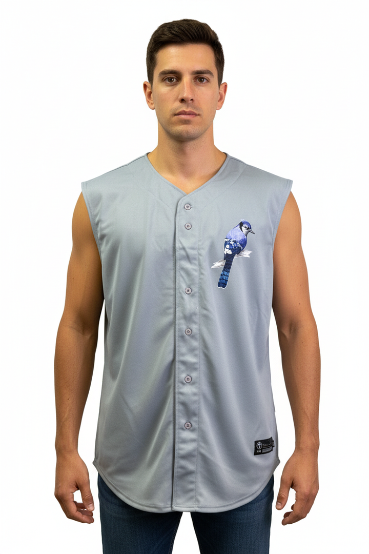 Man wearing the exact jersey on a white studio background