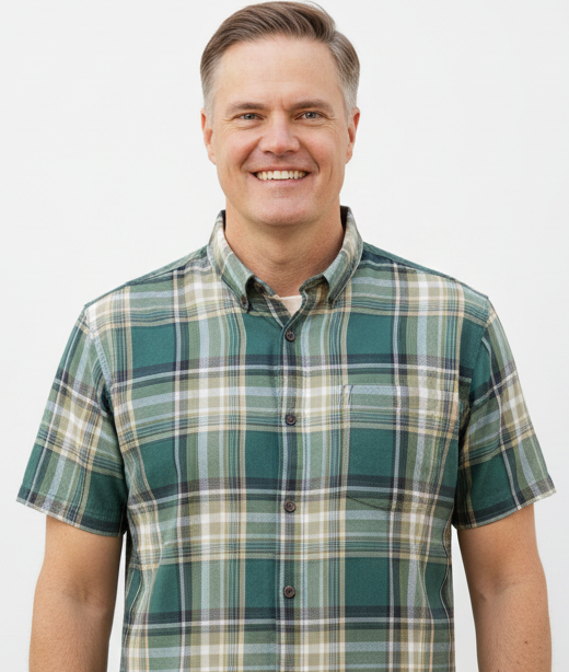 New Eddie Bauer Mens Blue Green Plaid Short Sleeve 100% Cotton Kingston Shirt