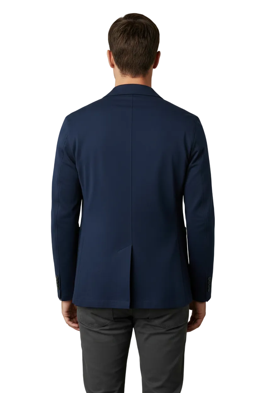 Navy Blazer Back View on Male Model