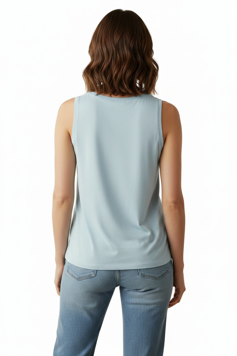 Pale Blue Tank Top - Back View on Model