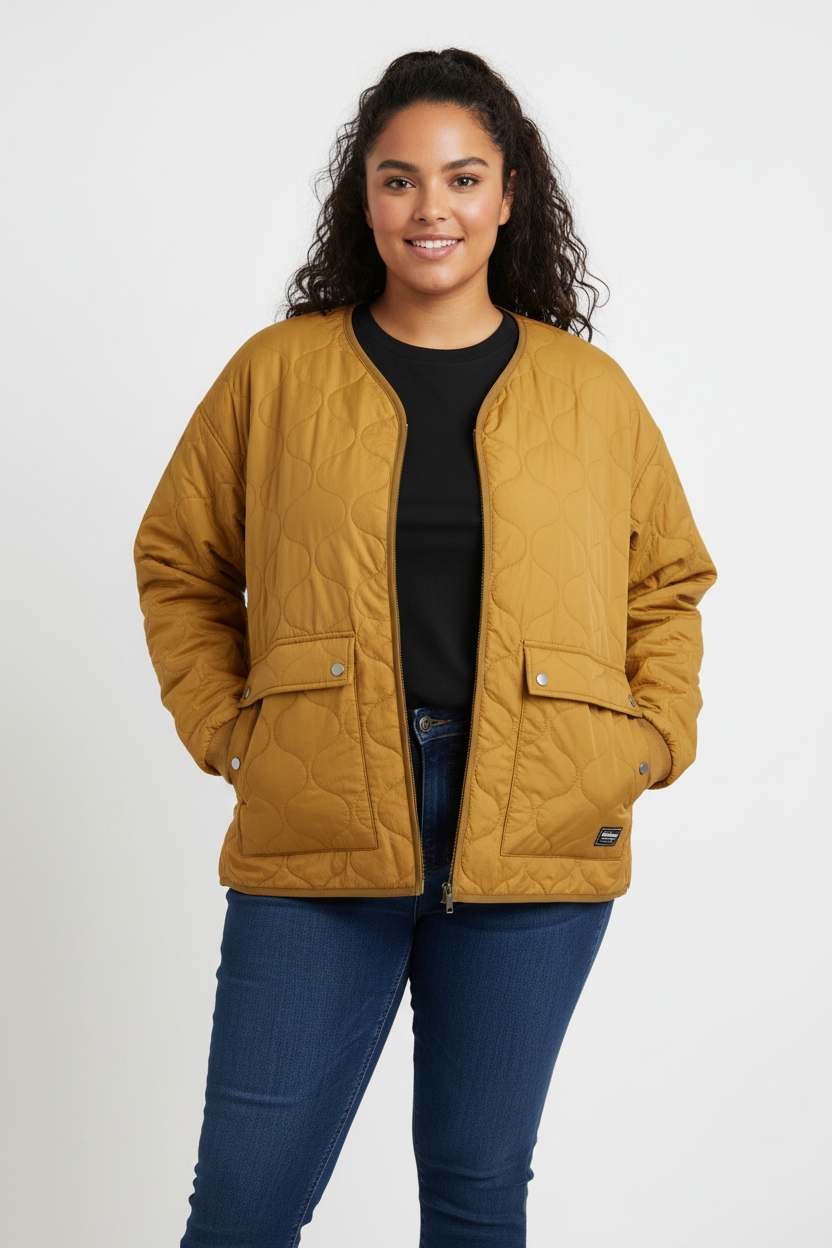 Plus size model wearing the Wren Insulated Jacket