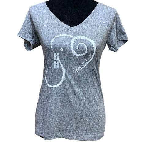 New Hand Printed Blue Elephant Spirit Cotton Blend V-Neck Short Sleeve T-Shirt