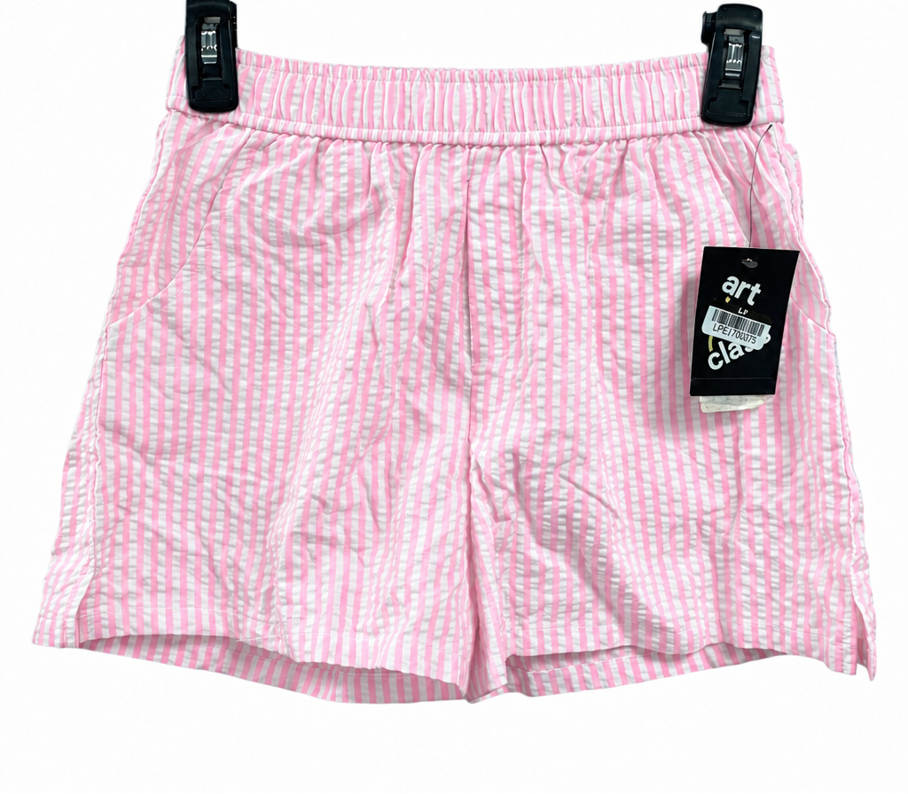 Shorts with lighter pink stripes