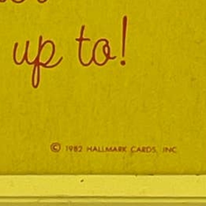 Vintage 1982 Hallmark Keep Smiling It Makes People Wonder Yellow Wood Plaque