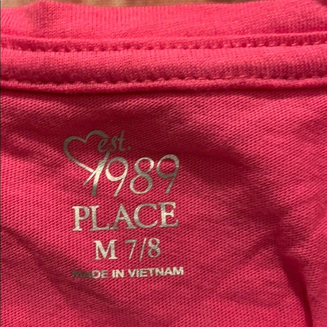 New 1989 Childrens Place Girls Medium Pink Power Puppy Glitter T-Shirt Pair
