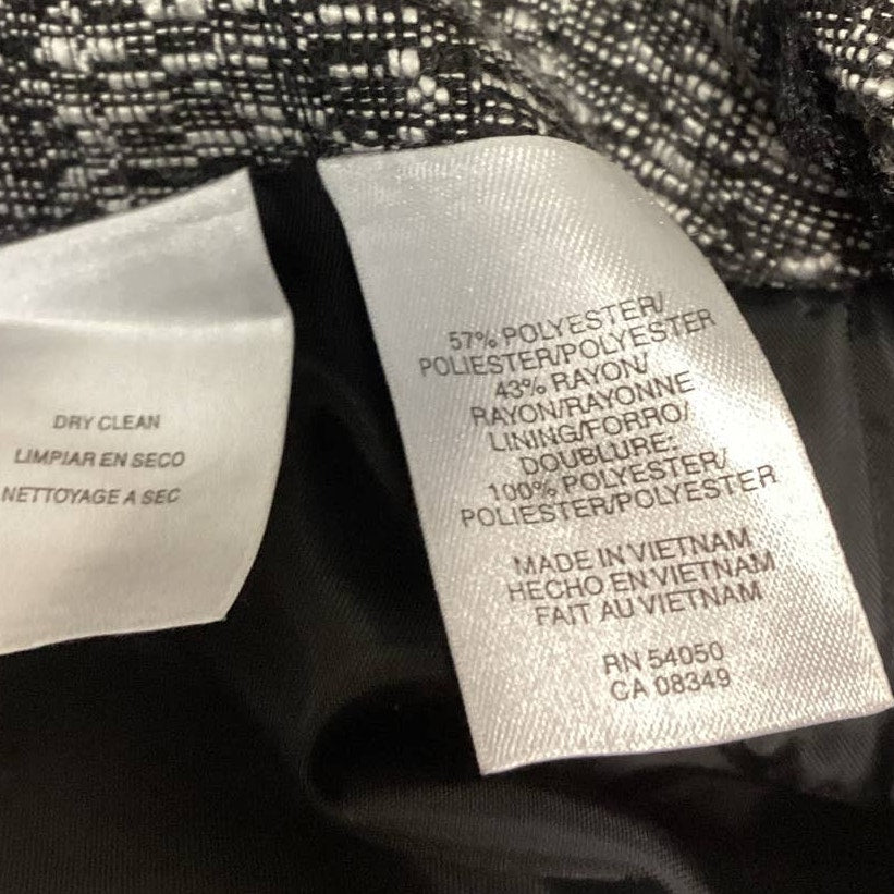 Anne Klein Size 12 Polyester Blend Black White Woven Short Career Pencil Skirt