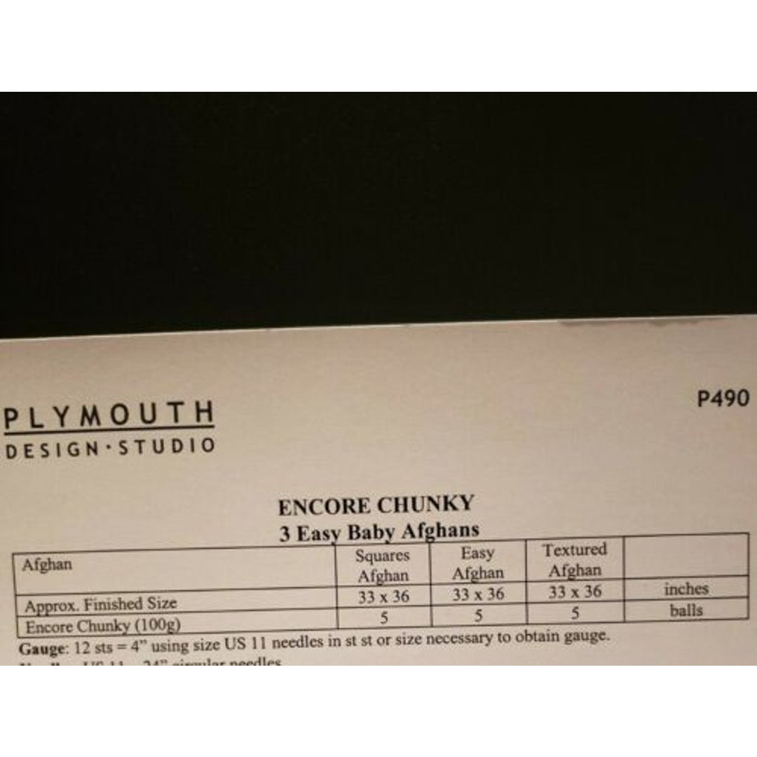 New Plymouth Yarn Encore Chunky 3 Easy Baby Afghans Throws Knitting Pattern P490