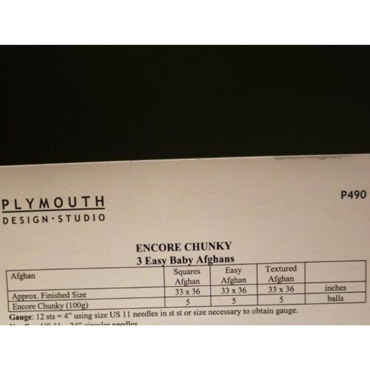 New Plymouth Yarn Encore Chunky 3 Easy Baby Afghans Throws Knitting Pattern P490