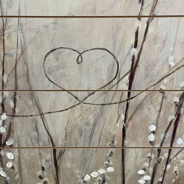 Double Bluebird Tree Branch Heart Pussywillow Wood Tray Hanging Wall Art