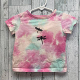 Upcycled Hand Printed Baby 12 Months 100% Cotton Tie Dye Dragonfly Tee Shirt