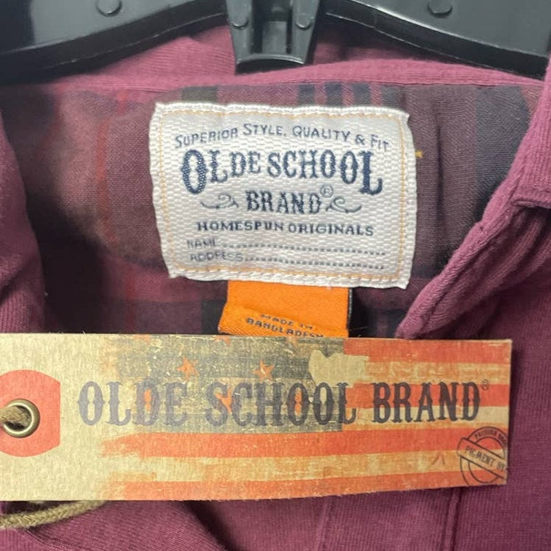 New NWT Olde School Brand Mens Medium Long Sleeve Collared 100% Cotton Shirt