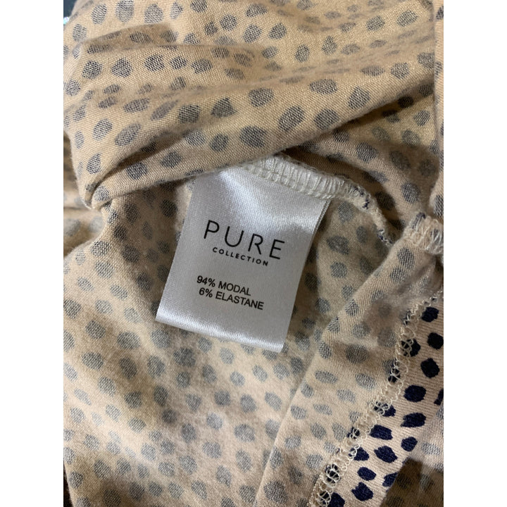 Pure Collection Size 12 Polka Dot 3/4 Sleeve Faux Wrap Lightweight Top Blouse