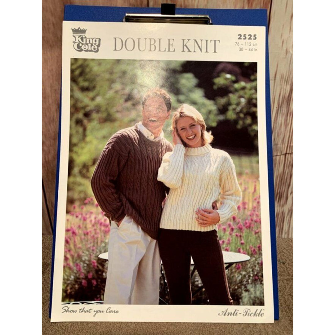 New King Cole 2525 Anti-Tickle Crew Polo Neck Pullover Sweater Knitting Pattern