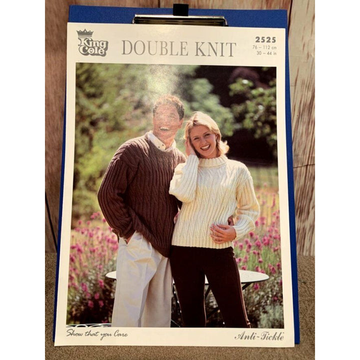 New King Cole 2525 Anti-Tickle Crew Polo Neck Pullover Sweater Knitting Pattern