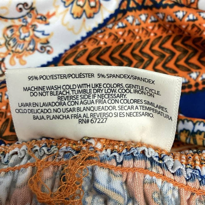 Bobbie Brooks Womens Medium Boho Paisley Floral Print Strappy Deep V Maxi Dress