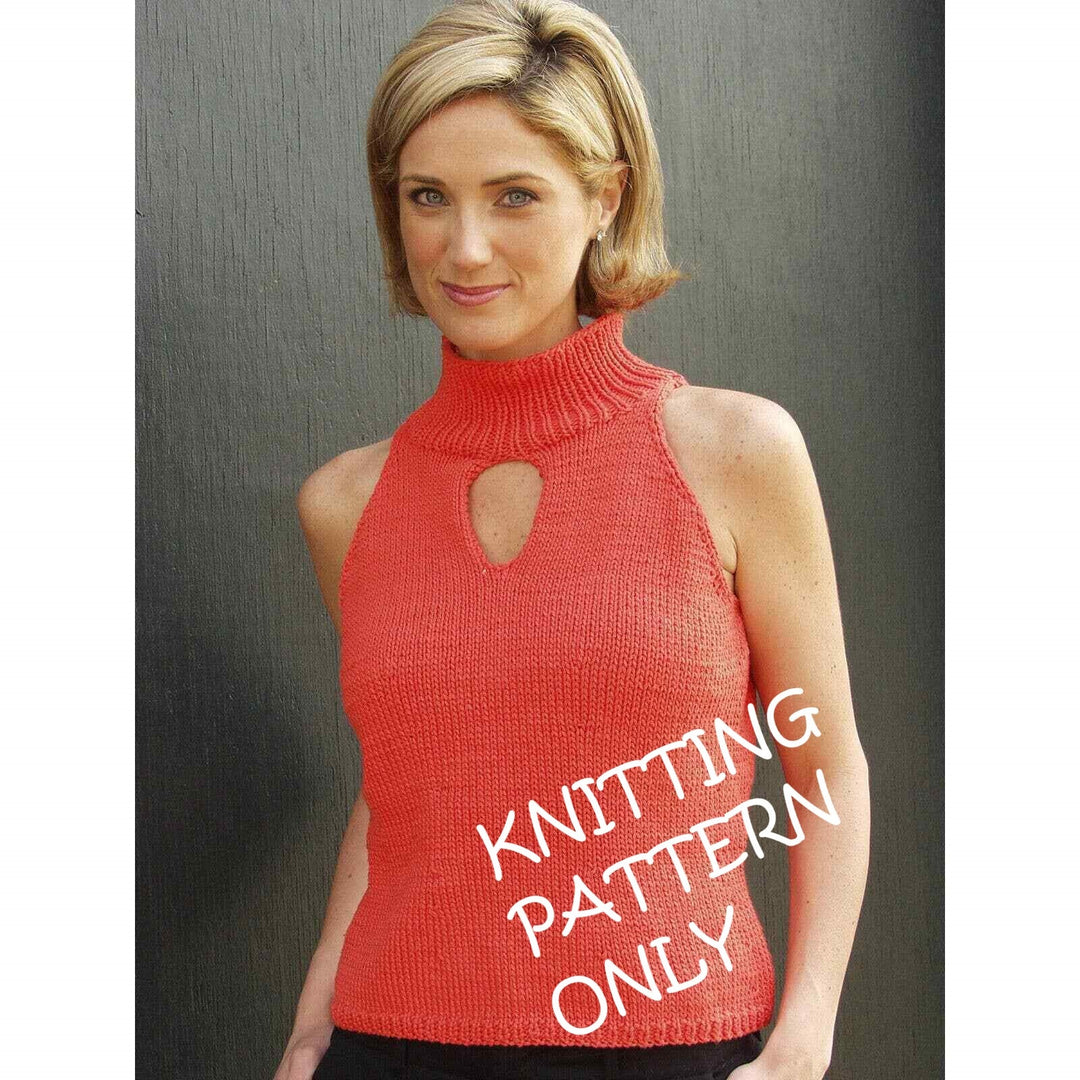 NWT Plymouth Yarn C144 Fantasy Naturale Keyhole Shell Sweater Knitting Pattern