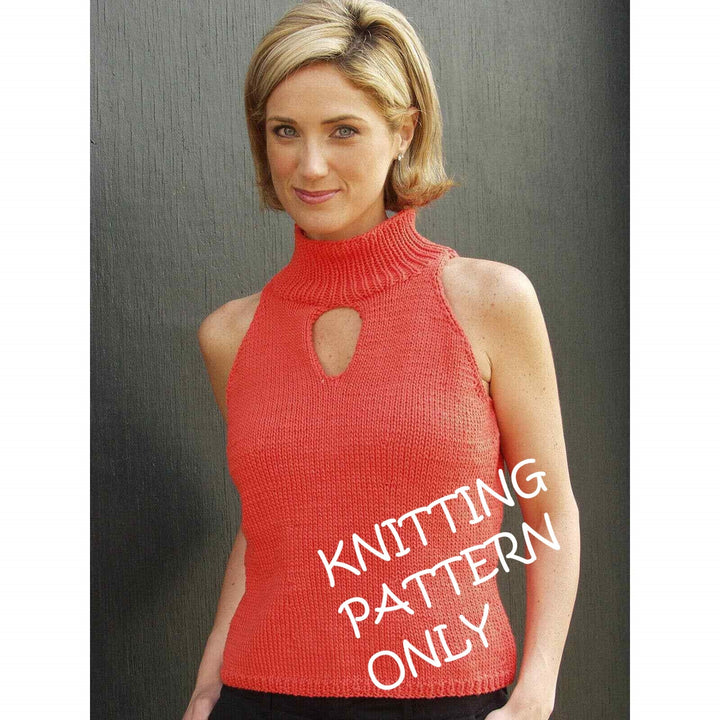 NWT Plymouth Yarn C144 Fantasy Naturale Keyhole Shell Sweater Knitting Pattern