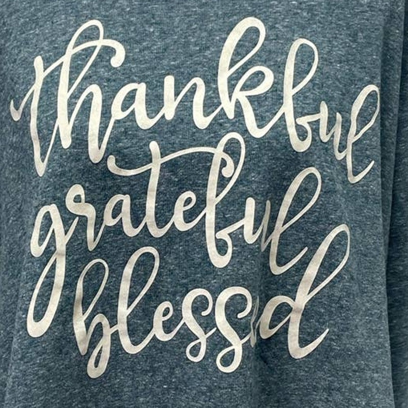 Thankful Grateful Blessed Womens 2X Holiday Time Long Sleeve Crew Neck Sweater