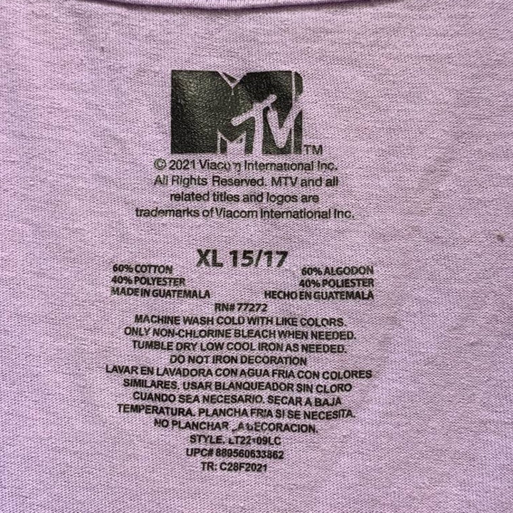 MTV Viacom Music Television Youth XL Cotton Blend Short Sleeve Graphic Tee