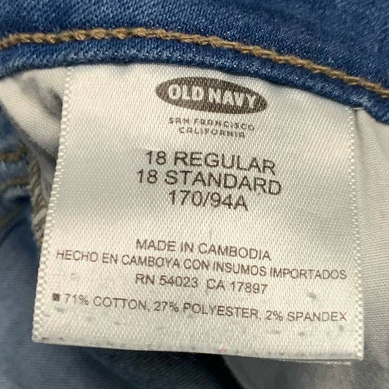 Old Navy Rock Star 18 Regular Mid Rise Distressed Stretch Cotton Denim Jeans