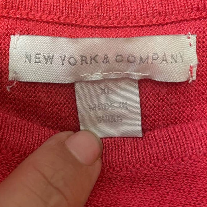 New York &amp; Company Womens XL Long Sleeve Scoop Neck Gold Studded Sweater