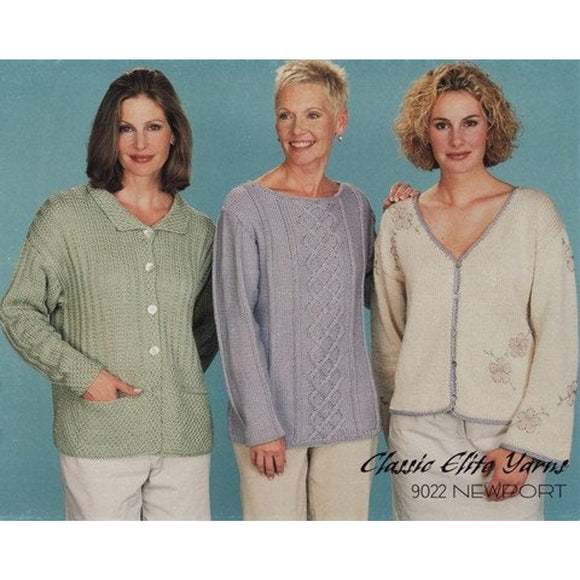 New Kim Barnette Classic Elite Yarns 9022 Cardigans Sweater Knitting Pattern