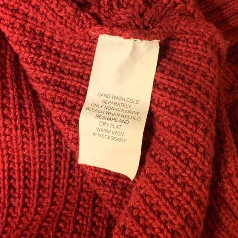 Jeanne Pierre Large 100% Cotton Long Sleeve Loose Weave Hand Wash Red Sweater