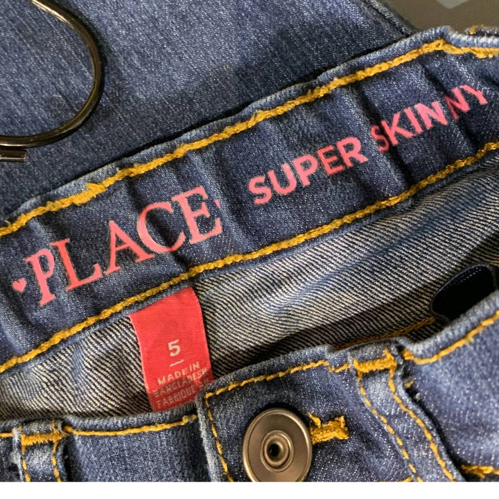 Place Girls Size 5 Super Skinny Adjustable Waist Stretch Cotton Blue Jeans