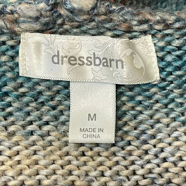 Dress Barn Womens Medium Short Sleeve Striped Knit Open Cardigan Hooded Sweater