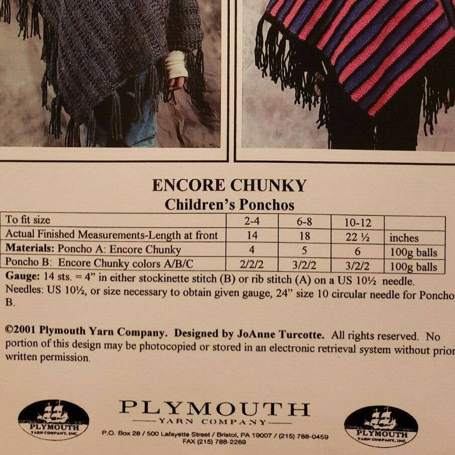 NWT Plymouth Yarn Company P227 Encore Chunky Children&