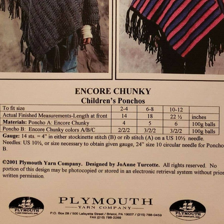 NWT Plymouth Yarn Company P227 Encore Chunky Children&