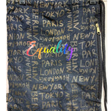 Hand Printed Equality Rainbow LGBTQ Pride World Cities String Bag Backpack