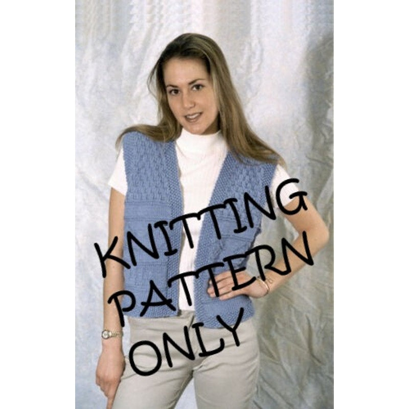 New Nancy Attix Plymouth Yarn Co C110 Texture Vest Sweater Knitting Pattern
