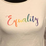 Handmade Upcycled Womens Large June Pride Month Rainbow Equality 100% Cotton Tee
