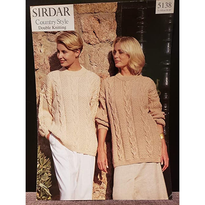 New Sirdar 5138 Country Style Double Knitting Pullover Cabled Sweater Pattern