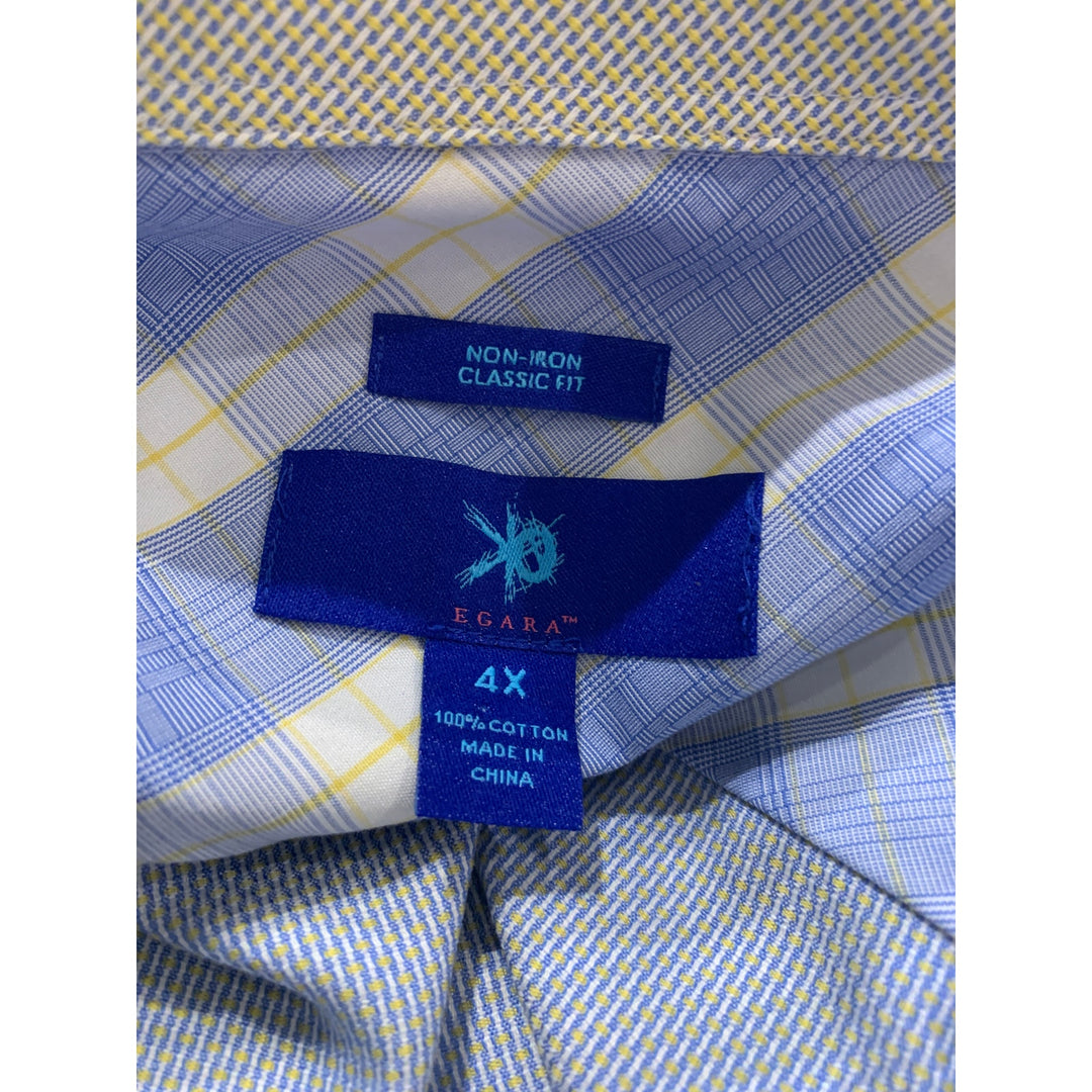 KO Egara Mens 4X 100% Cotton Long Sleeve Shimmery No Iron Button Down Shirt