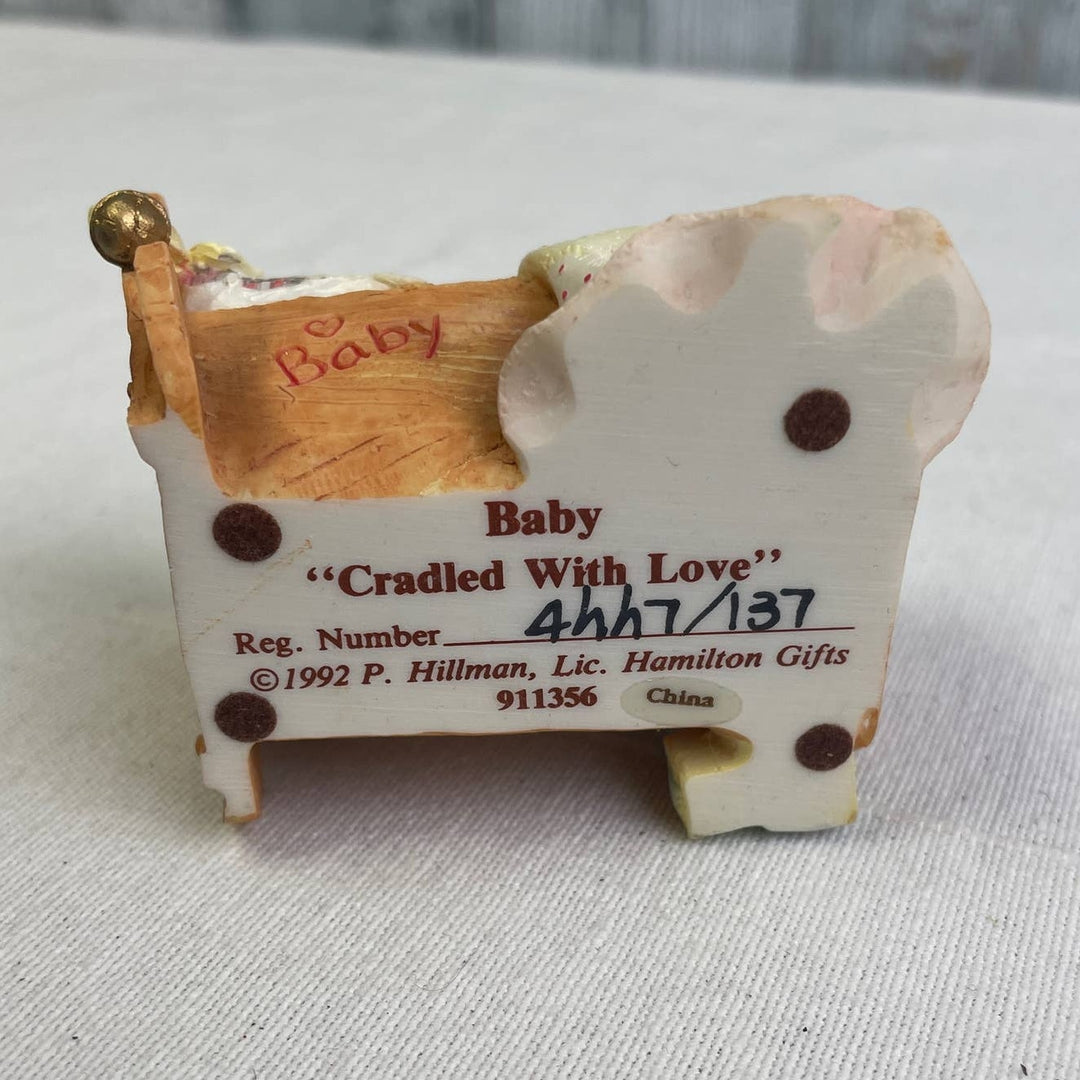 Vintage 1992 Cherished Teddies 911356 Baby Cradled With Love Bear Figurine