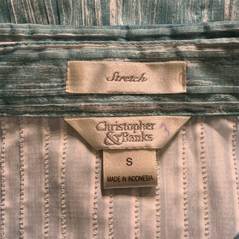 C J Banks Ladies Small Button Down 3/4 Sleeve Textured Career Blouse Top Shirt