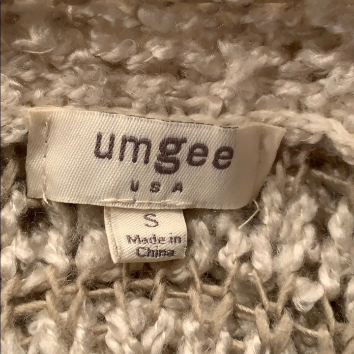 Umgee USA Small Off Shoulder Striped PolyCotton Loose Weave Striped Sweater