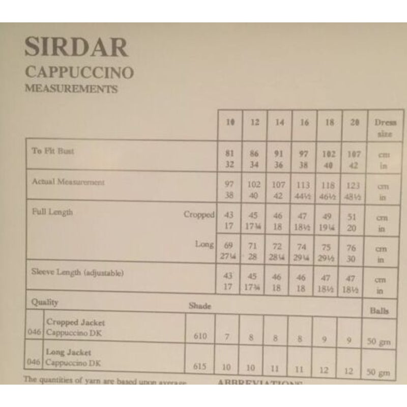 New Sirdar 5494 Cappuccino Double Knitting DK Jacket Cardigan Sweater Pattern
