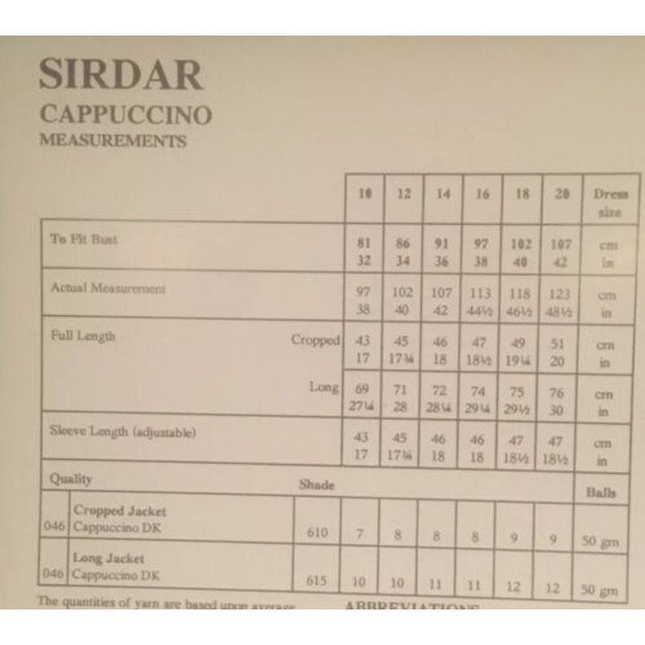 New Sirdar 5494 Cappuccino Double Knitting DK Jacket Cardigan Sweater Pattern