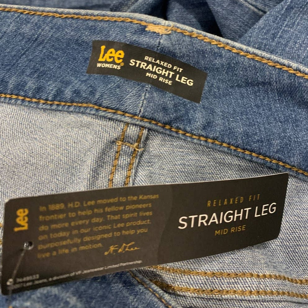 New Lee Womens 24WP Petite Cotton Blend Relaxed Fit Straight Leg Mid Rise Jeans