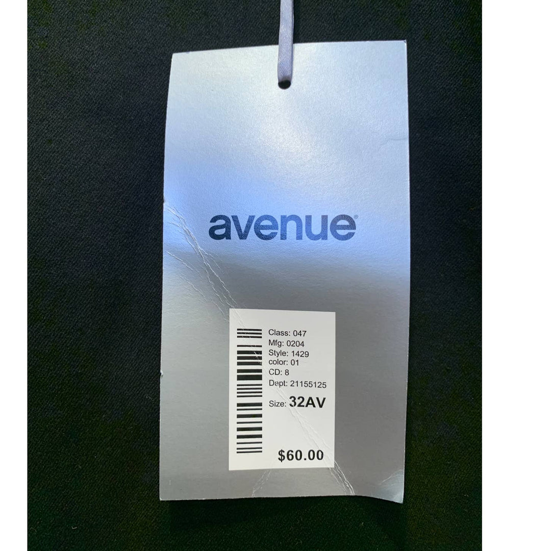 New Avenue Plus Size 32 Average Black Butter Denim Cotton Blend Skinny Jeans