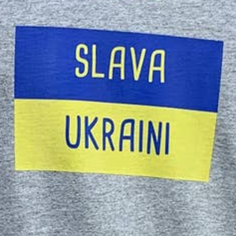 Upcycled Hand Printed Mens Small Ukraine Flag Stork Bird Slava Ukraini Art Tee