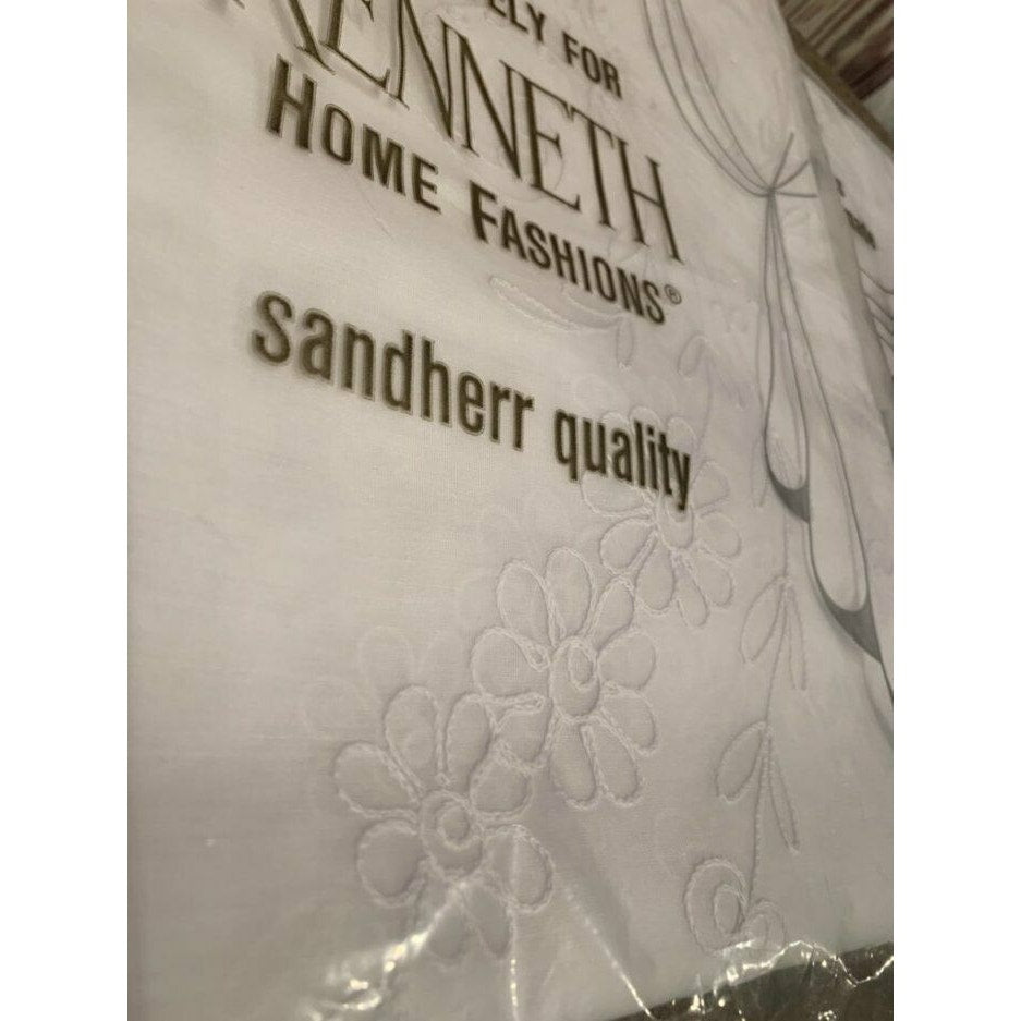 Kenneth Home Fashions Sandherr Swiss Made White Floral Embroidered Curtain Set